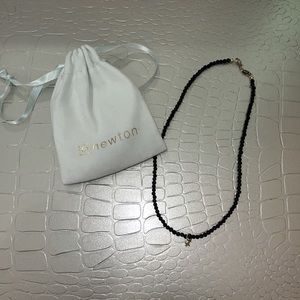 E-Newton beaded black choker with gold cross